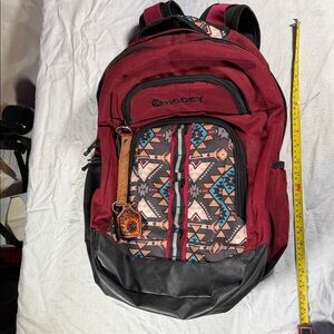 Hooey Maroon and Black Geometric Men's Backpack